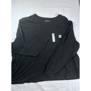 carhartt t shirt women's 3X Long Sleeve Black NWT Pocket Loose Fit